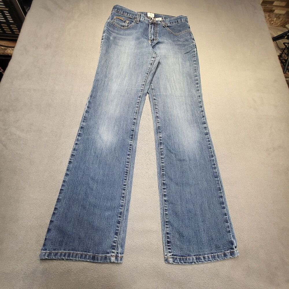 Calvin Klein Jeans‎ Womens 6 Blue Flare Leg Distressed Stretch Denim